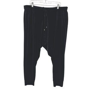 Eileen‎ Fisher Velvet Jogger Pants XL Black Drawstring Polyester Blend PT-2509